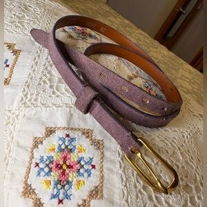 Paris Luxury Dark Lavender Selected Cowhide Suede Belt w Gold Buckle 1/2” Wide